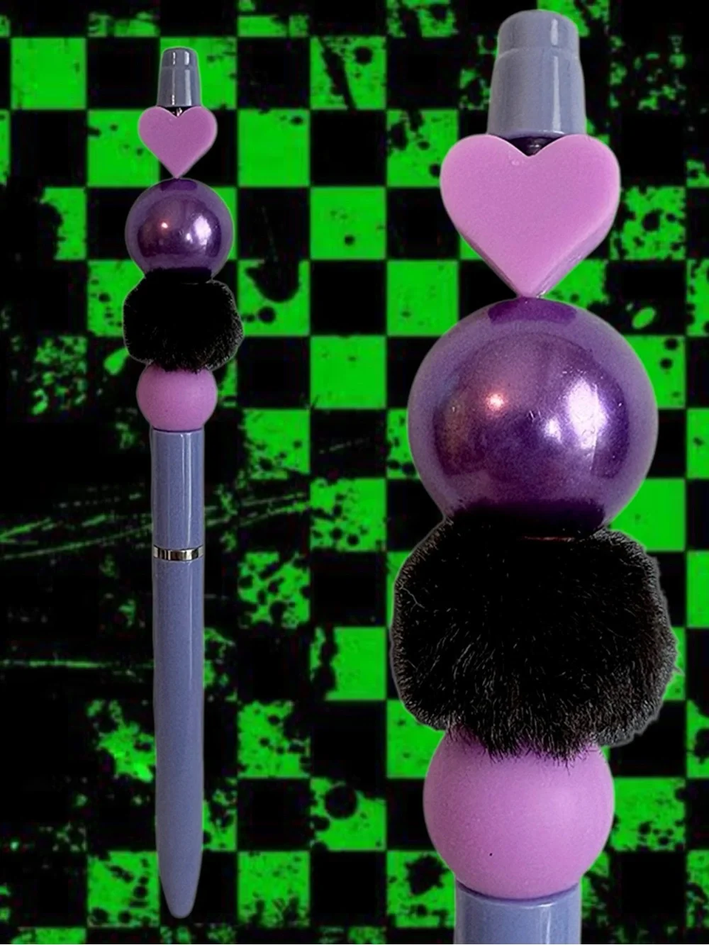 Purple Heart Handmade Beaded Pen